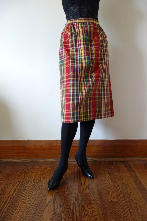 1950s Plaid Cotton Skirt | vintage spring summer … - image 2