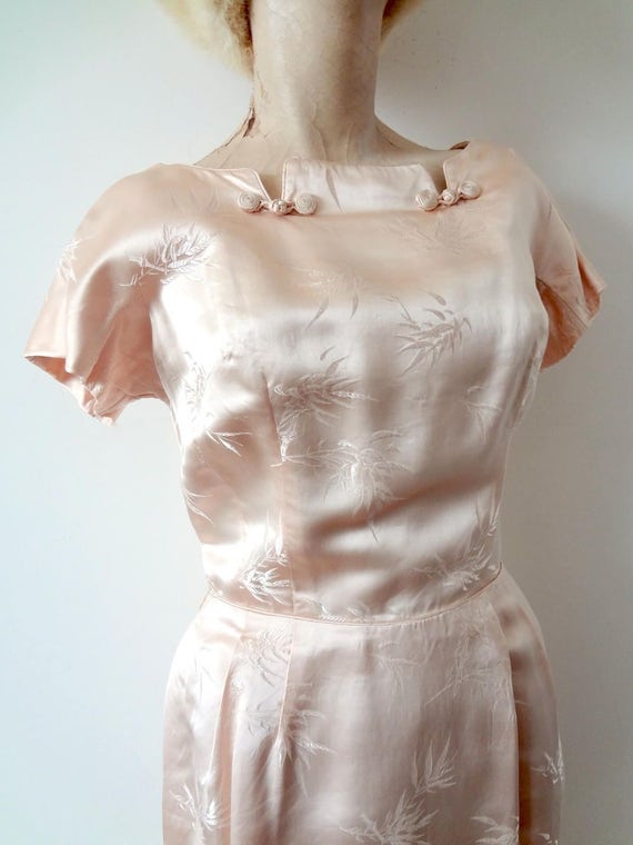 1950s Silk Wiggle Dress and Swing Coat - blush pi… - image 5