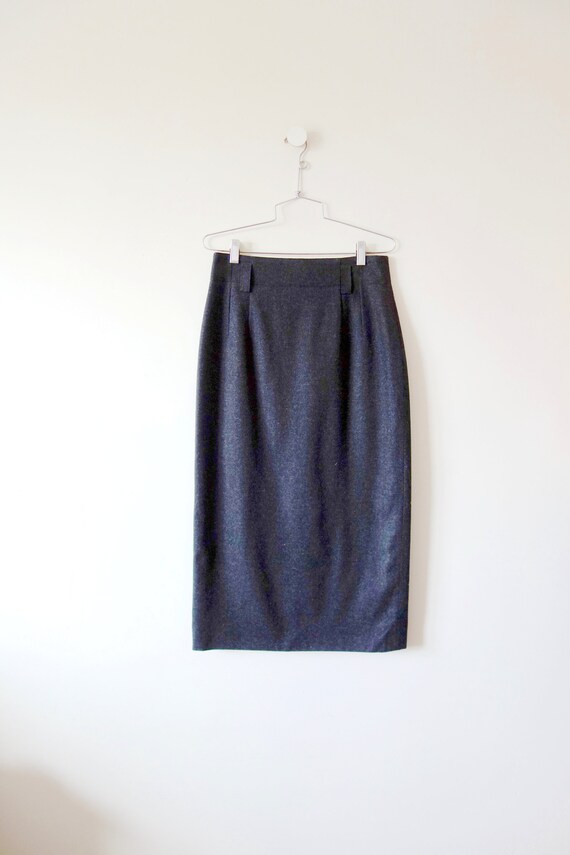 1980s Mondi Grey Wool Skirt - designer vintage mid