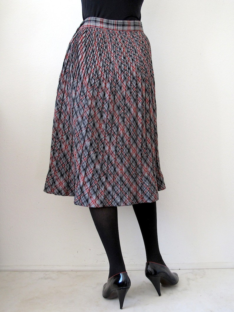1950s Wool Skirt / Pleated Plaid a Line Skirt / Preppy Vintage Fall ...