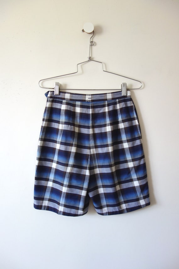 Vintage 1950s Plaid Cotton Shorts - image 4