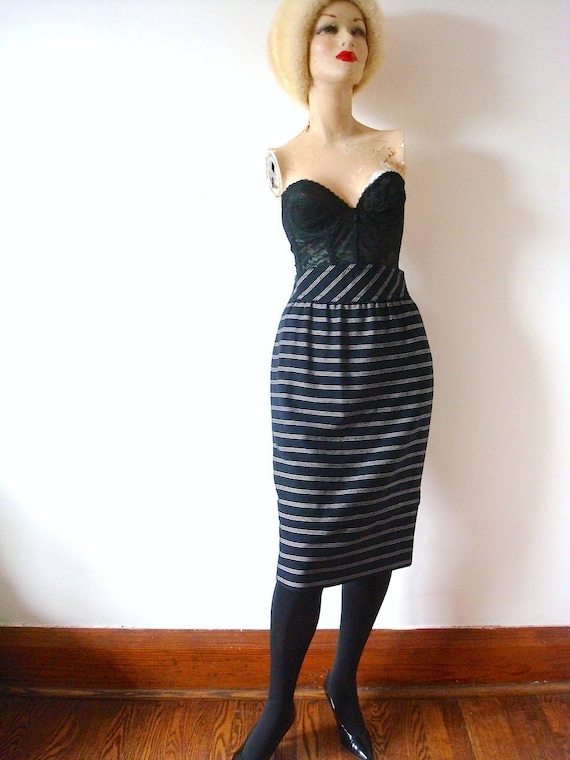 Vintage ESCADA Skirt - striped wool pencil skirt -