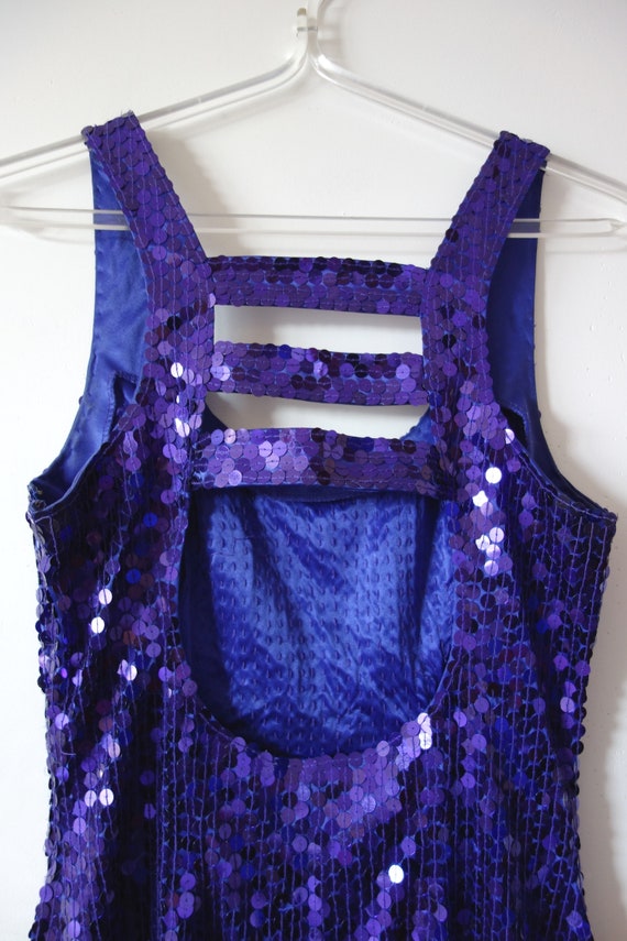 Vintage Purple Sequin Party Dress - cocktail mini… - image 7