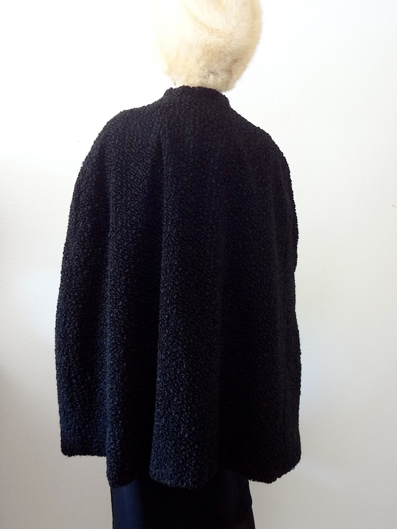 1940s Wool Cape / Victorian Style Faux Karakul Wrap / Vintage Fall ...