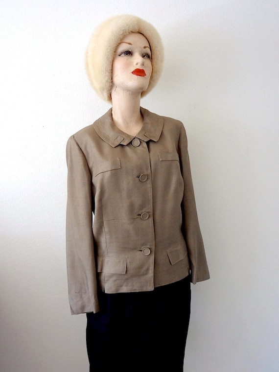 1960s Davidow Silk Jacket / Mocha Brown Suit Coat 