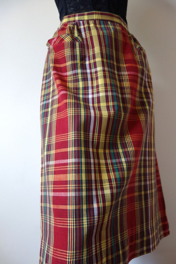 1950s Plaid Cotton Skirt | vintage spring summer … - image 3