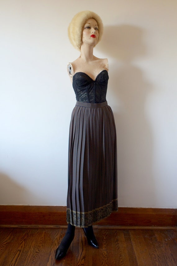 vintage pleated wool a-line midi skirt from Saks Fifth Avenue 1980s Bill Blass Skirt