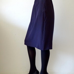 1980s Silk Polka Dot Skirt / black straight skirt with purple micro-dots / vintage spring & summer fashion image 4