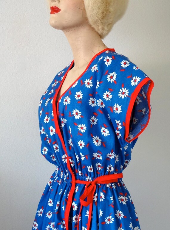 1970s Wrap Dress / floral print sundress / vintag… - image 5