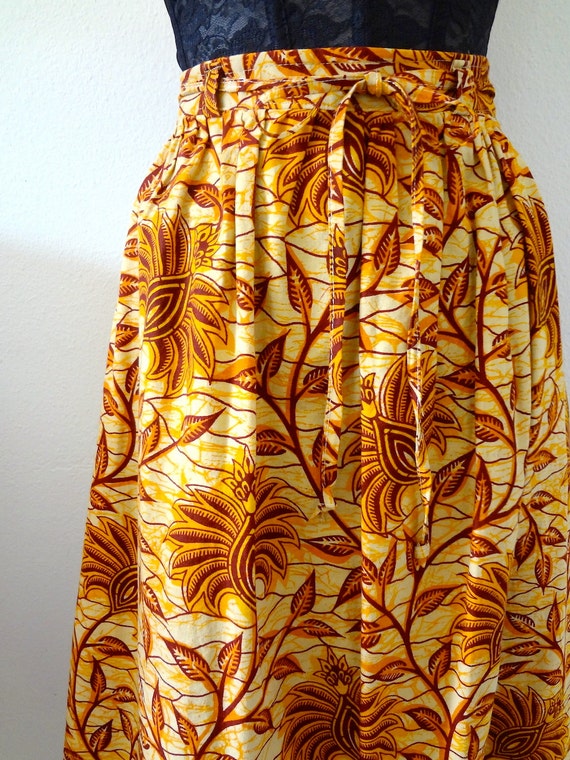 Vintage Ethnic Print Midi Skirt - cotton full ski… - image 3