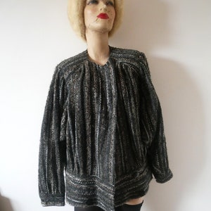 1980s Carole Little Sweater Jacket fuzzy wool blend new wave designer cardigan image 4