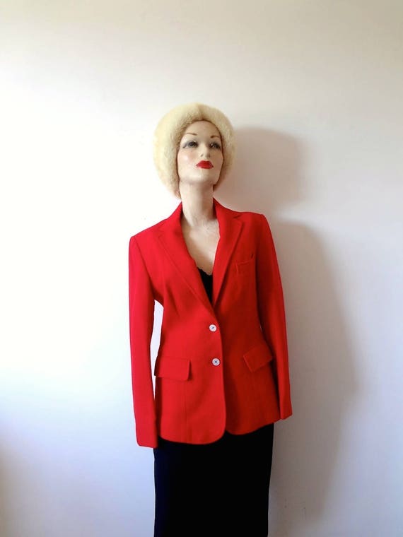 Vintage 1970s Red Wool Blend Blazer