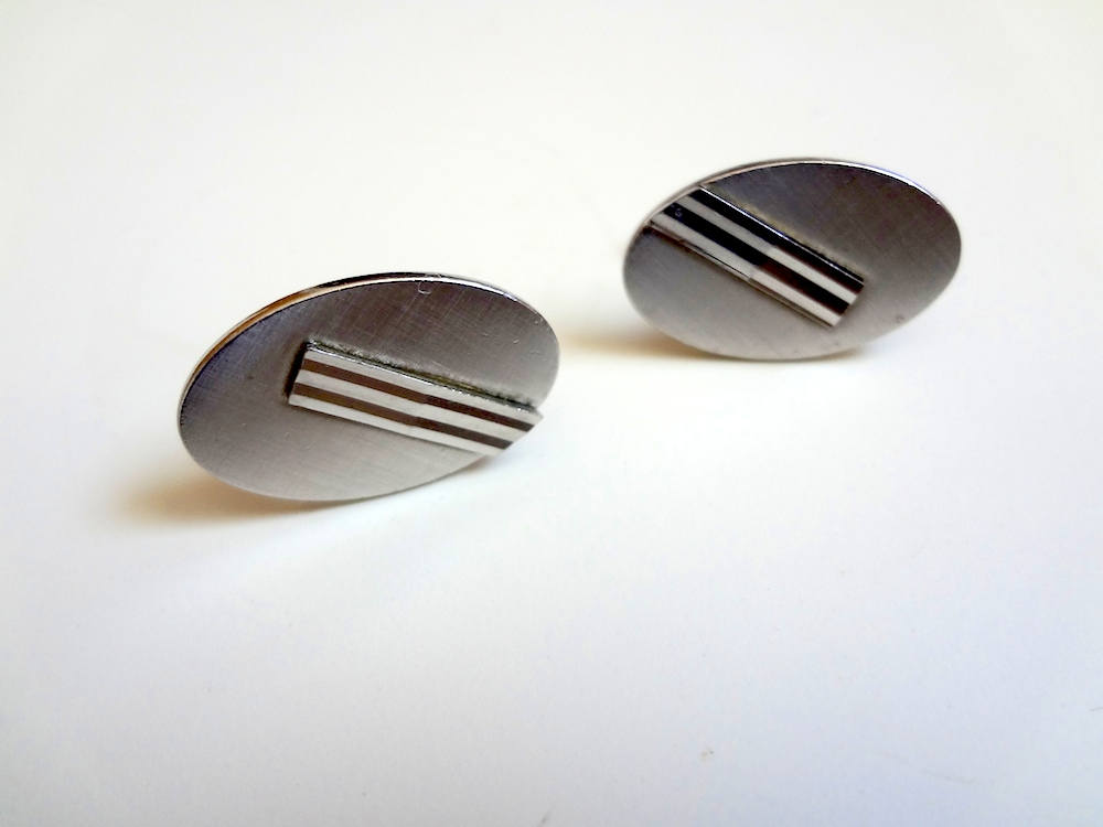 Boutons De Manchette Vintage Swank - Métal Argenté Avec Strass - Style Rétro Pour Homme