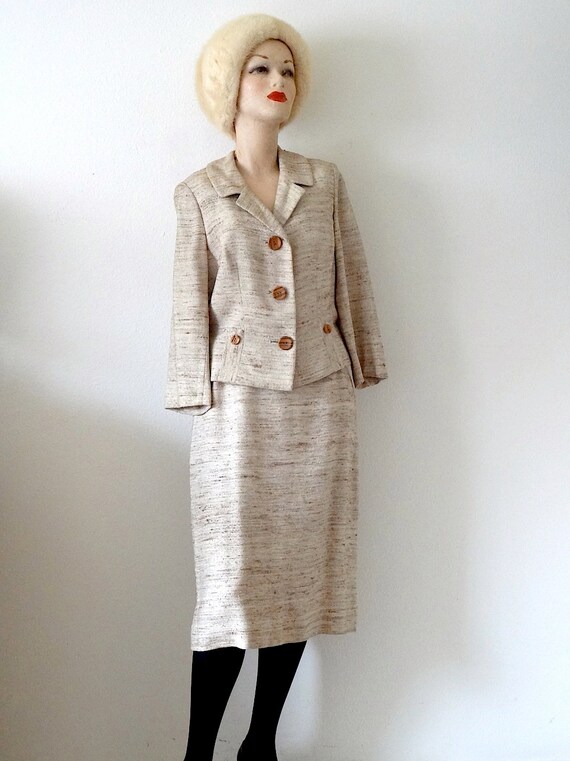 1950s Suit / Pencil Skirt & Jacket / Mid Century V