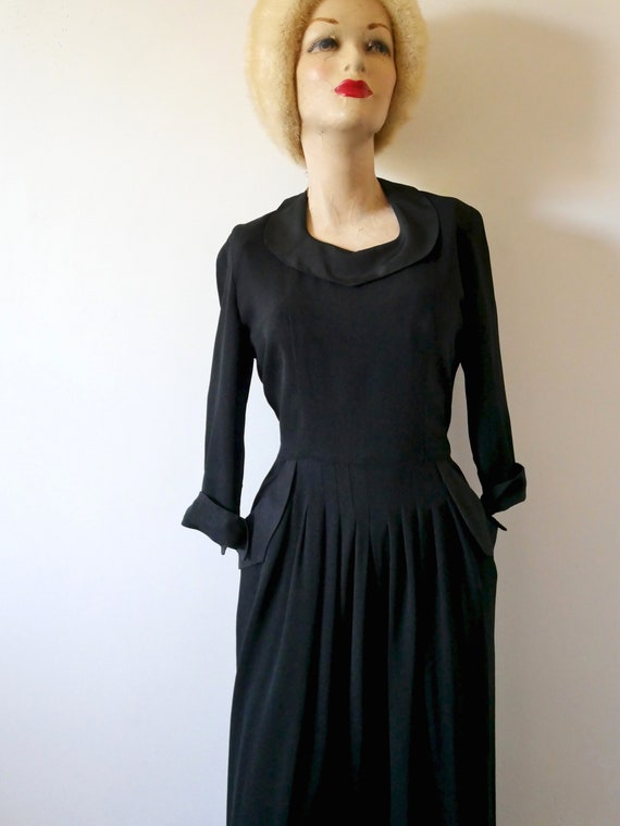 1940s Black Rayon Dress | vintage cocktail party … - image 3