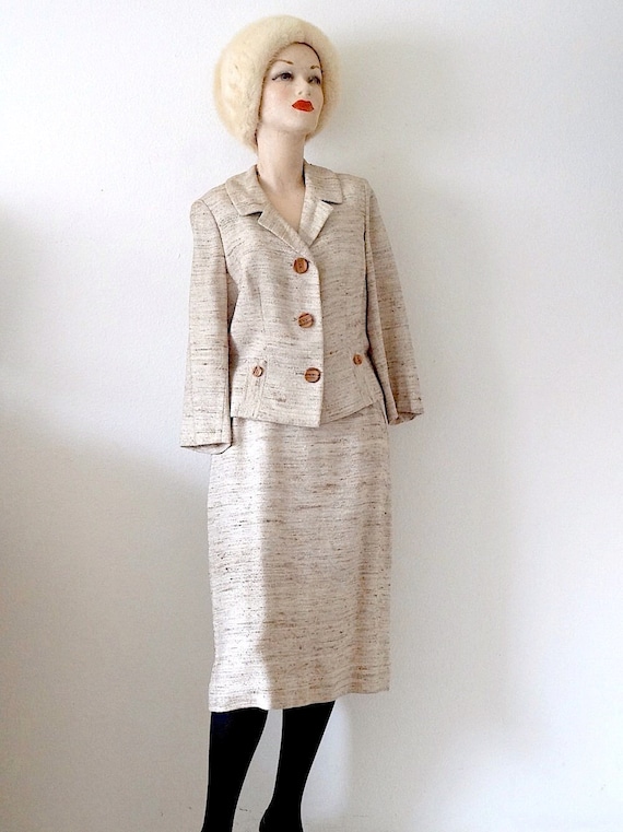 1950s Suit / Pencil Skirt & Jacket / Mid Century Vintage Office Attire