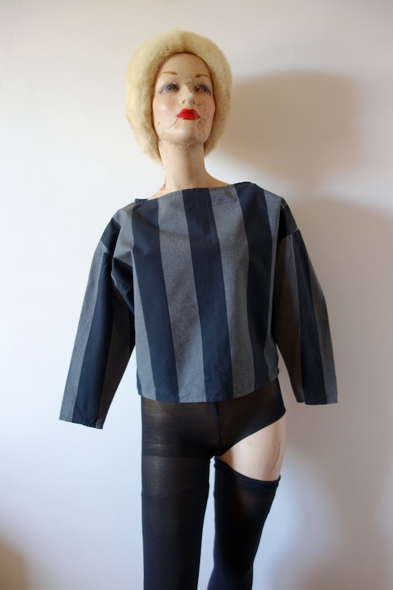 1980s Striped Cropped Top - retro vintage casual s