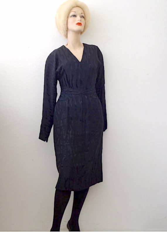 1980s Pauline Trigere Cocktail Dress / black silk 