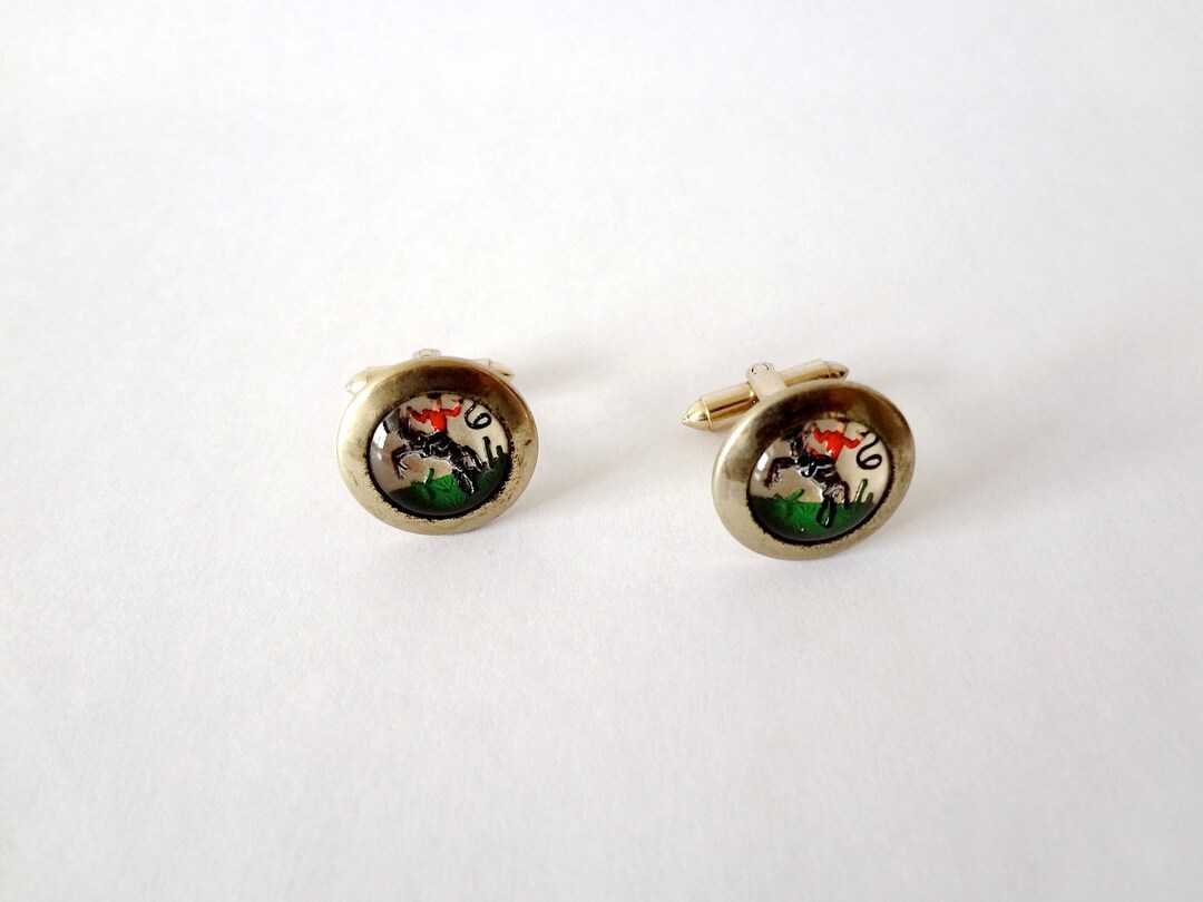 1950s Cowboy Cufflinks Reverse Painted Carved Glass - Etsy