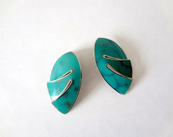 Pendientes Berebi de la década de 1980 / clip de hoja de palma abstracto vintage en pendientes de declaración
