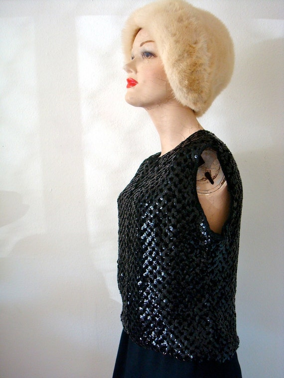 1950s Sweater / Sequin Knit Top / Vintage Holiday… - image 2
