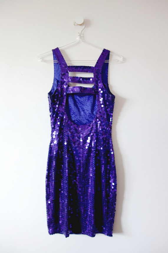 Vintage Purple Sequin Party Dress - cocktail mini… - image 8