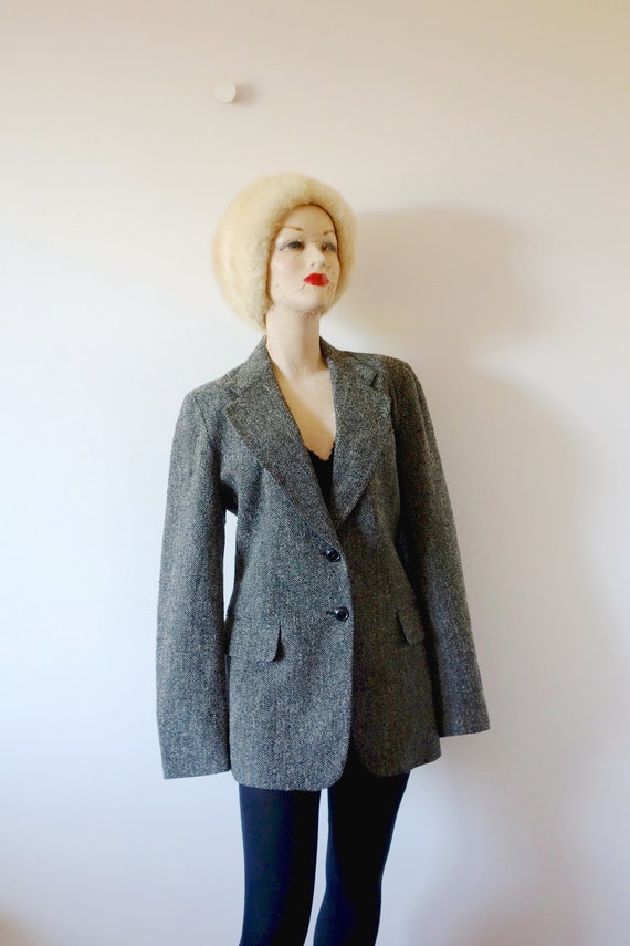 1990s DKNY Herringbone Tweed Blazer