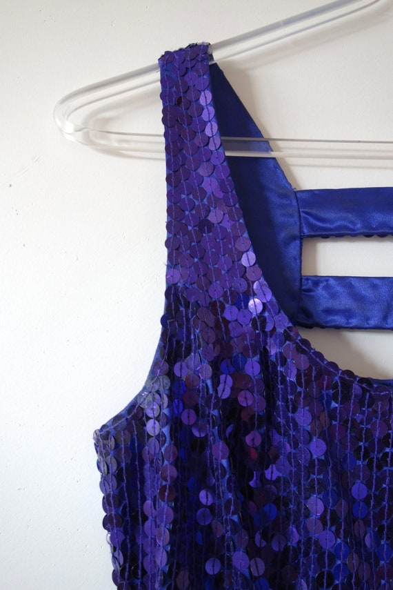 Vintage Purple Sequin Party Dress - cocktail mini… - image 4