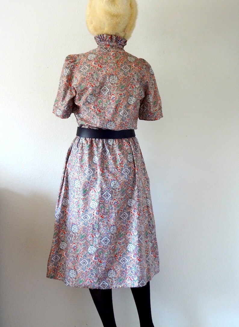 1970s Cotton Shirtwaist vintage paisley print day dress boho prairie image 5