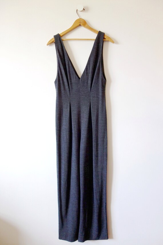 Vintage 1990s Grey Jumpsuit - vintage wool jersey… - image 2