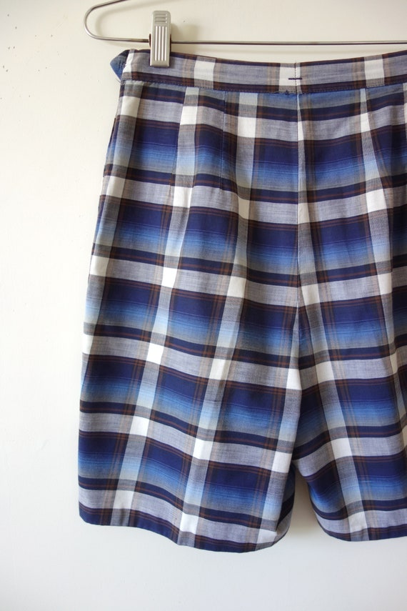 Vintage 1950s Plaid Cotton Shorts - image 5