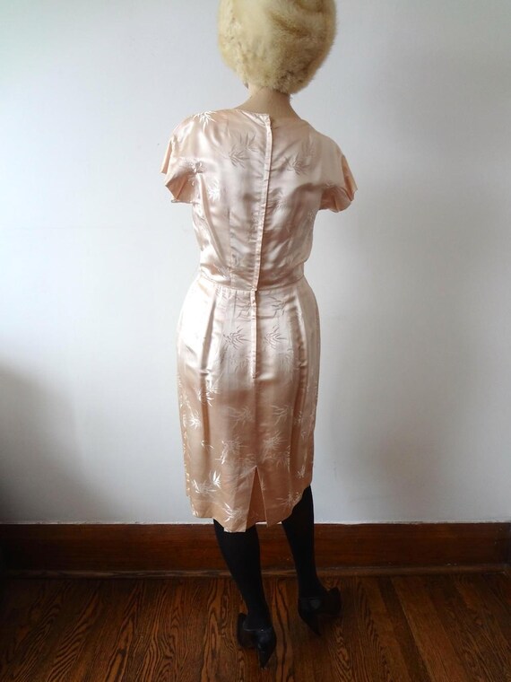 1950s Silk Wiggle Dress and Swing Coat - blush pi… - image 4