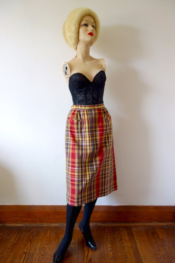 1950s Plaid Cotton Skirt | vintage spring summer s