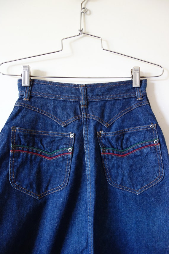 1980s Denim A-line Skirt - vintage blue jean skirt - image 5