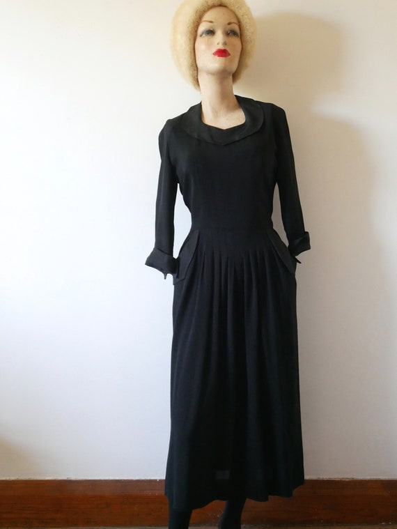 1940s Black Rayon Dress | vintage cocktail party … - image 2