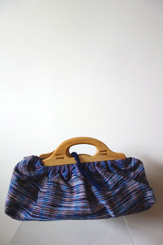Vintage Woven Bag Wooden Handles main image 1