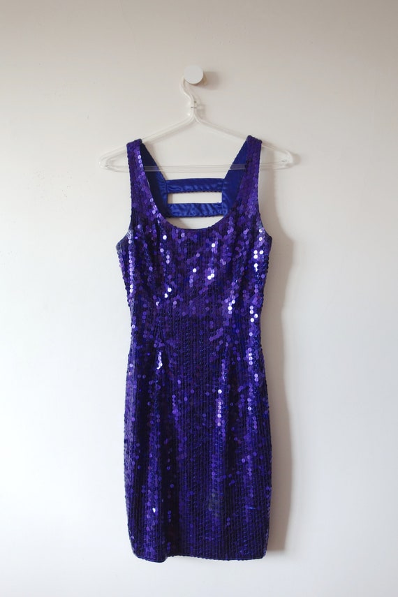 Vintage Purple Sequin Party Dress - cocktail mini… - image 6