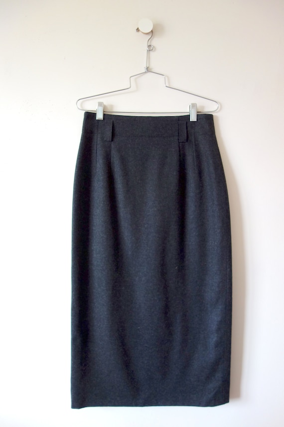 1980s Mondi Grey Wool Skirt - designer vintage mi… - image 2