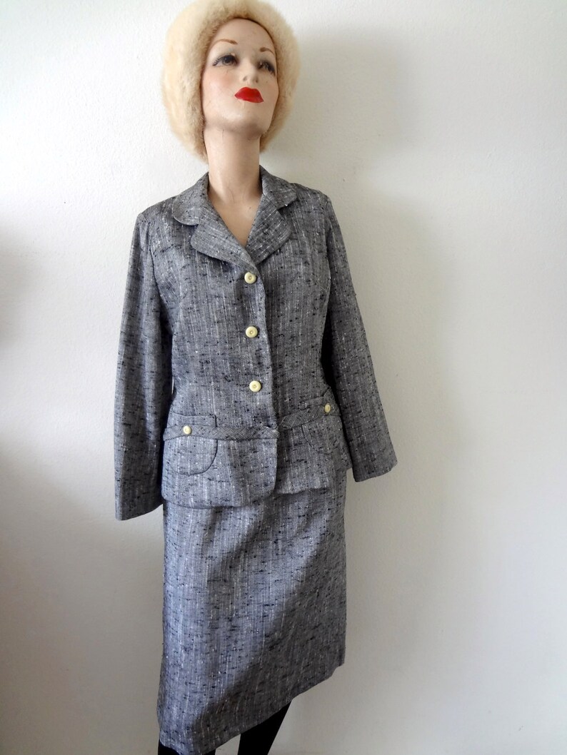 Traje vintage de la década de 1960 - falda y chaqueta - atuendo de oficina de hombres locos imagen 4