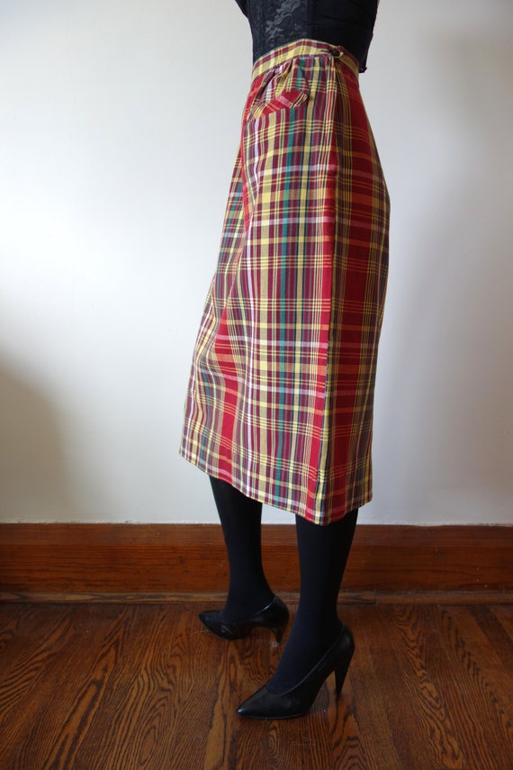 1950s Plaid Cotton Skirt | vintage spring summer … - image 4