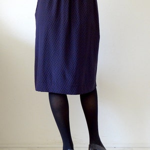 1980s Silk Polka Dot Skirt / black straight skirt with purple micro-dots / vintage spring & summer fashion image 5