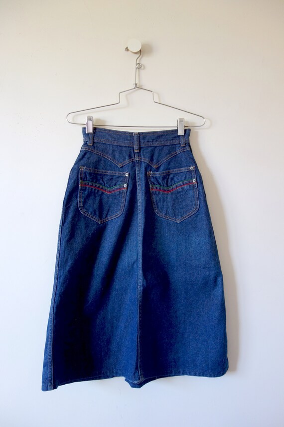 1980s Denim A-line Skirt - vintage blue jean skirt - image 4