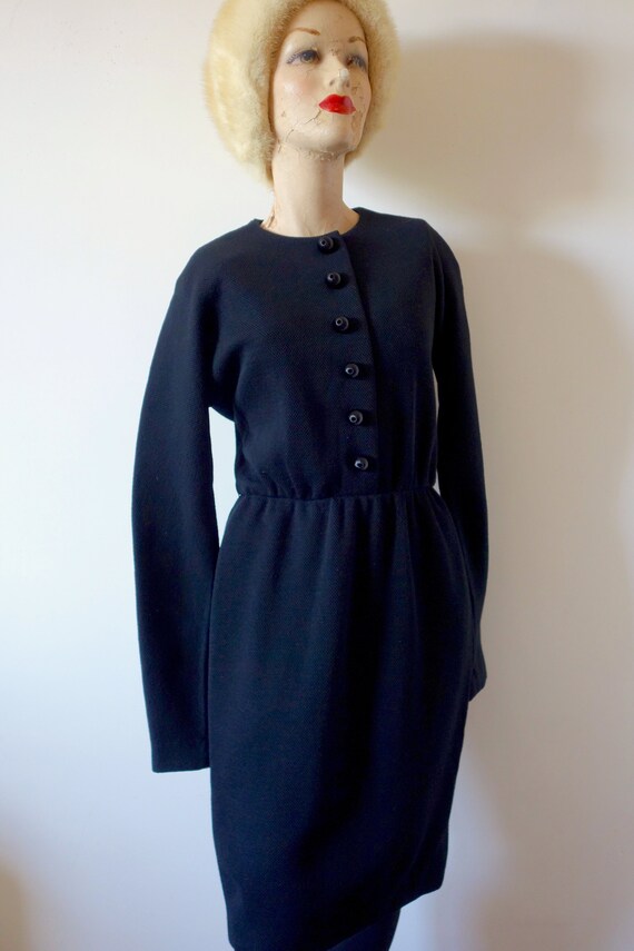 Carolyne Roehm Cocktail Dress - vintage 1980s bla… - image 2