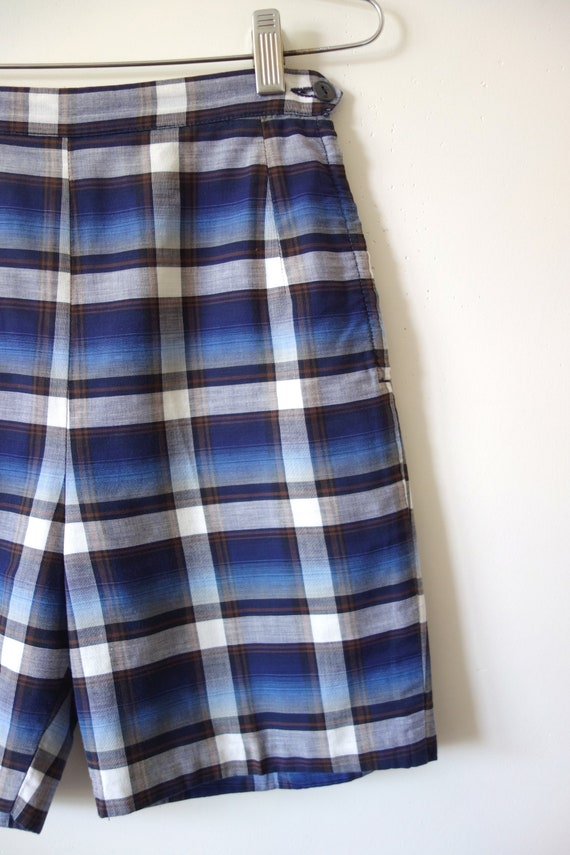 Vintage 1950s Plaid Cotton Shorts - image 3