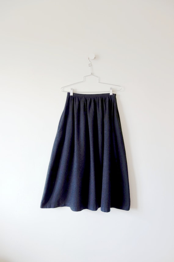 1970s Black Wool Full Skirt