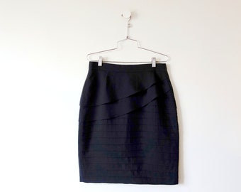 Vintage Peplum Pencil Skirt - black mini skirt by Moncara