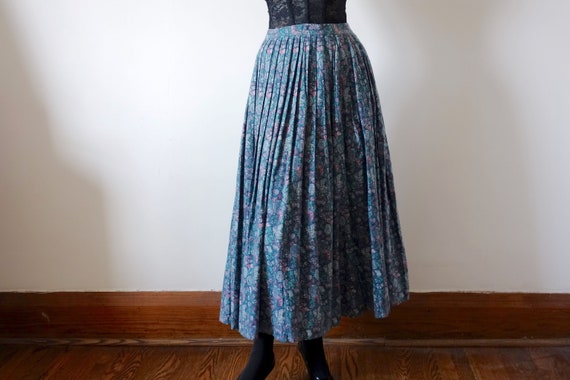 1980s Liberty of London Print Skirt floral print pleated full skirt