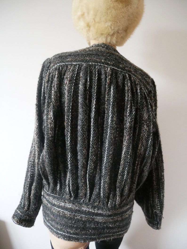 1980s Carole Little Sweater Jacket fuzzy wool blend new wave designer cardigan image 5