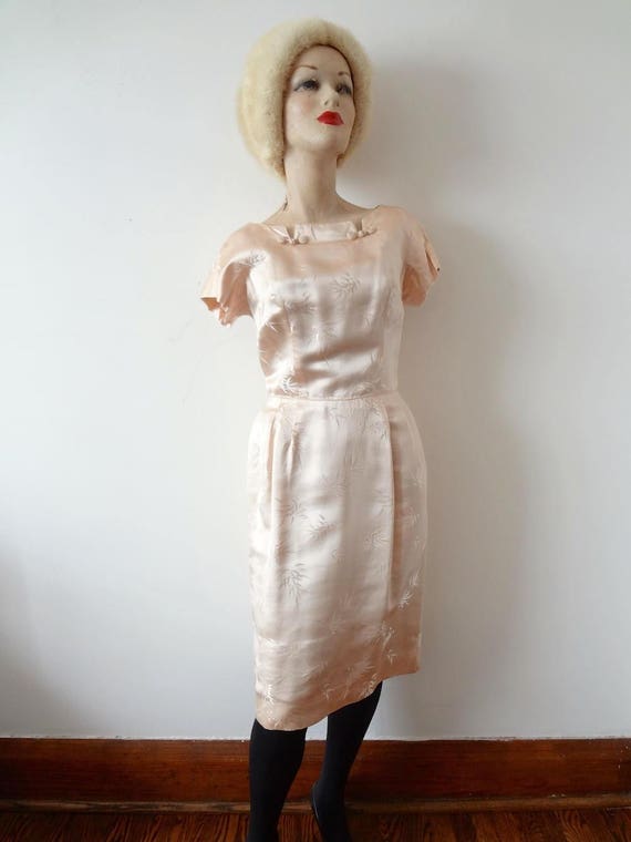 1950s Silk Wiggle Dress and Swing Coat - blush pi… - image 2