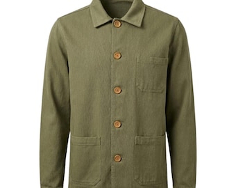 Chaqueta vintage verde militar estilo años 60 de French Chore - Chaqueta de algodón para trabajo de hombre